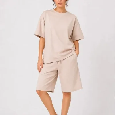 Koma 3 Parçeyî Oversize Du Têl Tîşort Şort 2