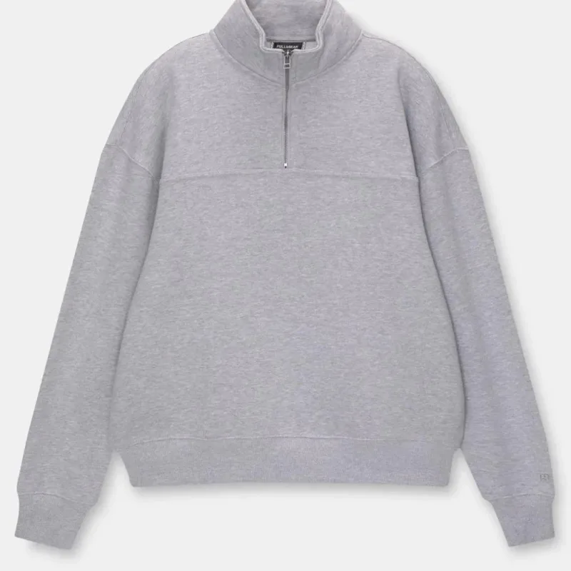 Ženska siva oversize polu-rajčica pamučni basic sweatshirt