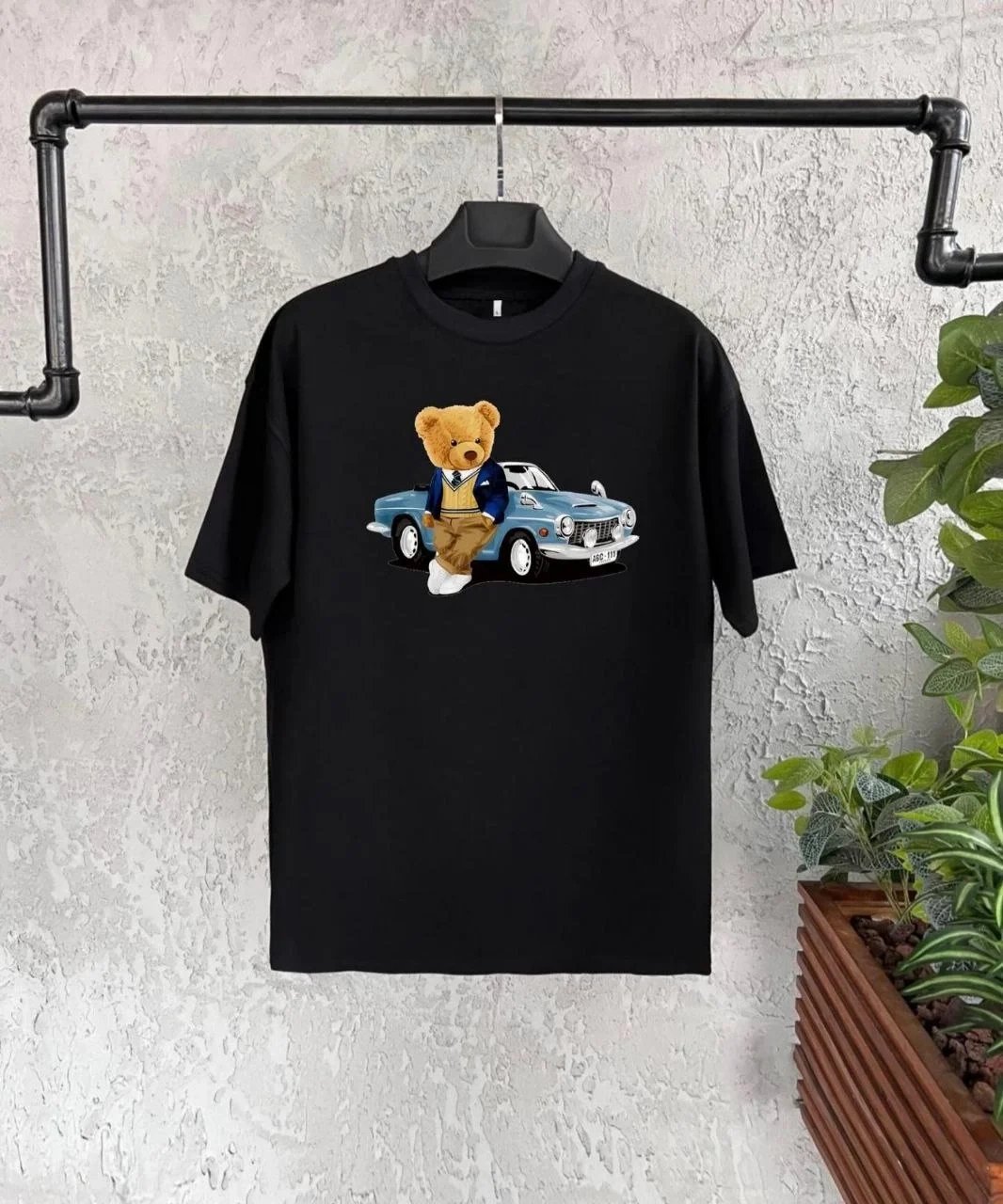 Παιδικό Μαύρο Oversize Τυπωμένο Ποδηλατόλαιμο Τ-Shirt