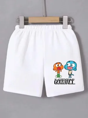 Ženske bijele mini kratke hlače s elastičnim strukom i printom