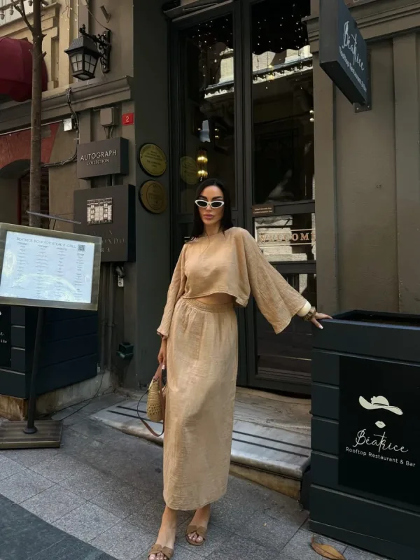 Bluza i suknja Muslin set Kamel 5