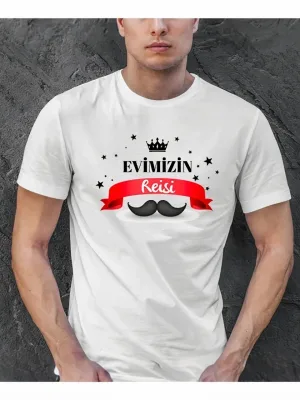 Pánske biele oversize tričko s okrúhlym výstrihom s potlačou na tému otec