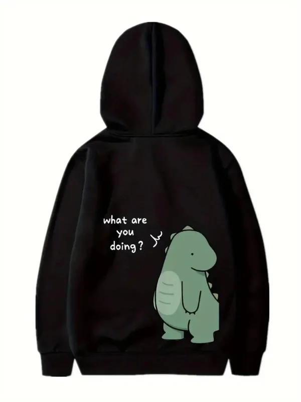 Erkek Siyah Oversize Sevgililer Günü Baskılı Kapüşonlu Sweatshirt 1