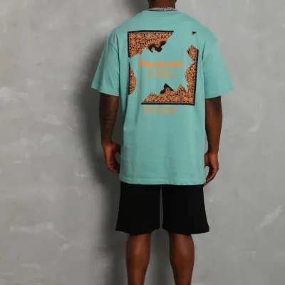 Férfi mentazöld oversized bicikli nyakú nyomott póló 1