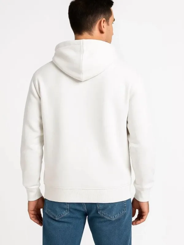Muška bijela 3 niti pamučna puni patentni zatvarač kapuljača džep sweatshirt 2