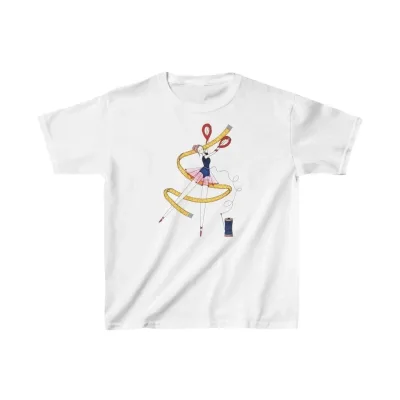 T-shirt dziecięcy biały z nadrukiem oversize okrągły dekolt 1
