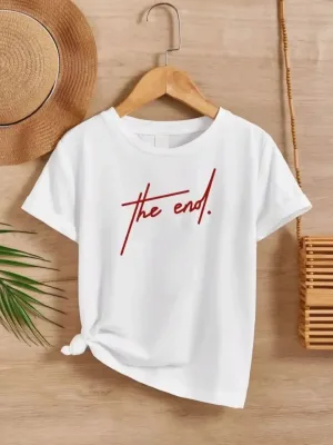 Παιδικό Λευκό Printed Oversize Ποδήλατο Λαιμό T-shirt