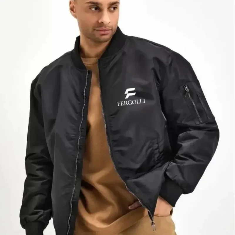 Men's Black Bomber Cut Zippered Pocket Quilted Lined Jacket