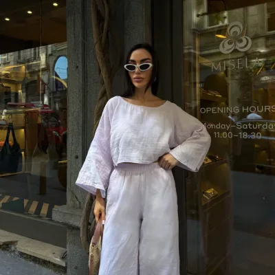 Hlače I Bluza Muslin set Bež 1