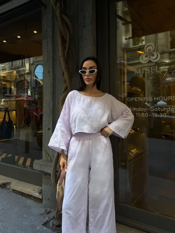 Hlače I Bluza Muslin set Bež