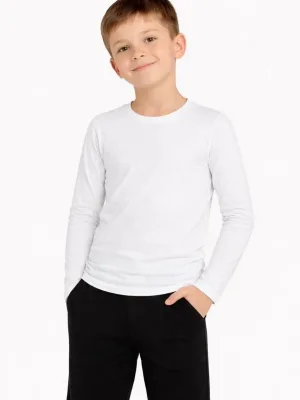 Detské Biele Basic Dlhý Rukáv Voľné Školské Tričko