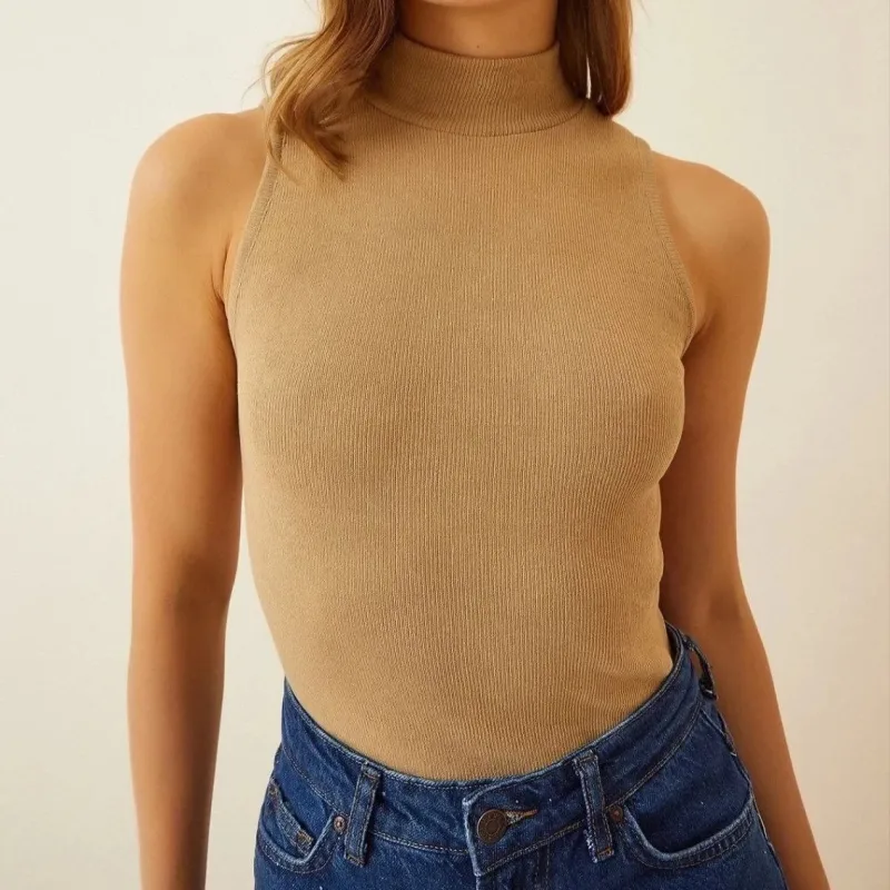 Women's Camel Corduroy Stretch Bodysuit