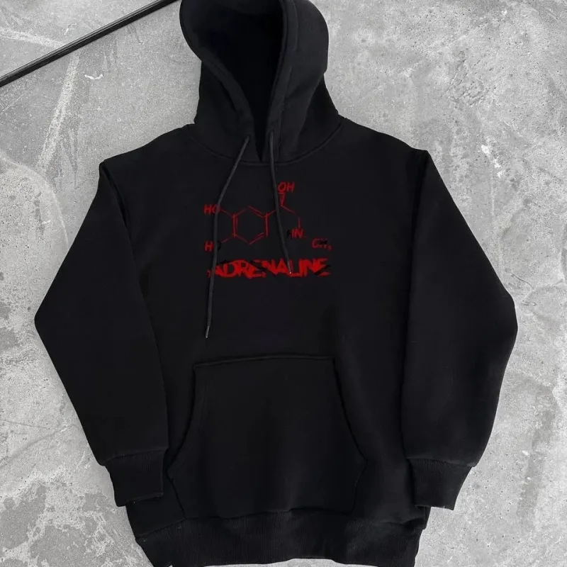 Jin Reş Oversize Kapşonlu Bêrîk Çapkirî 3 Têl Pembû Sweatshirt