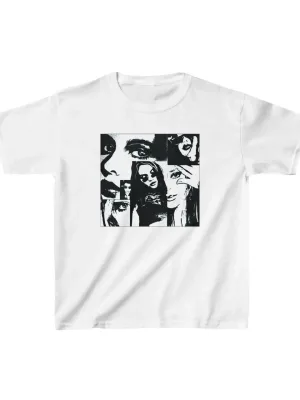 Детски бел печатен oversize велосипед јака T-shirt