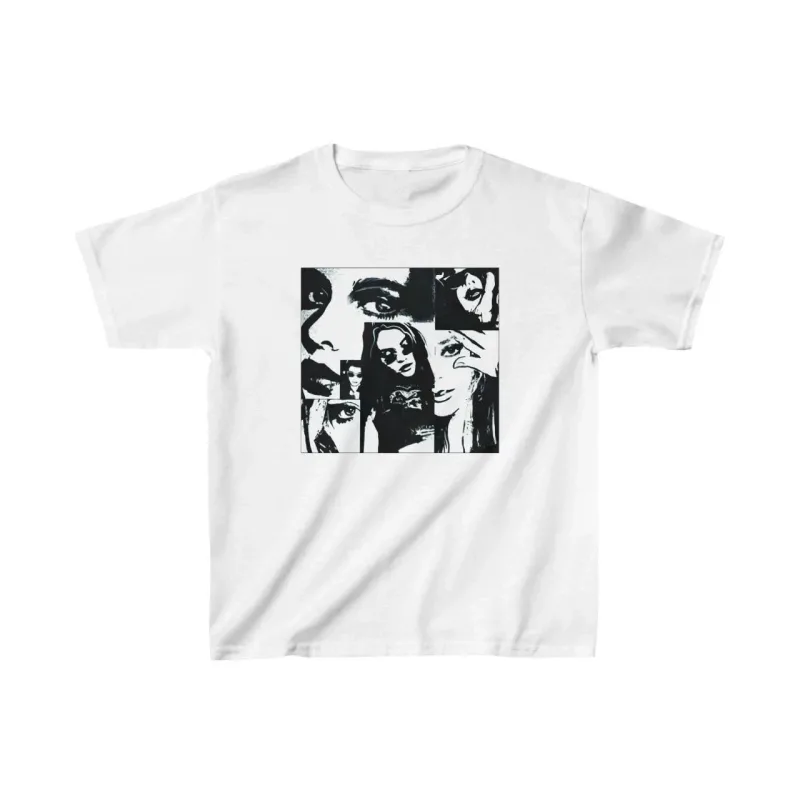 Uşaq Ağ Baskılı Oversize Velosiped Yaxalı T-Shirt