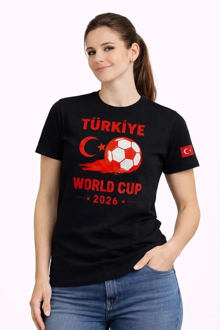 Dámske čierne futbalové tričko s potlačou World Cup 2026