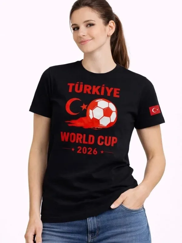 Ženska Crna World Cup 2026 Print Fudbalska Tema Majica 1