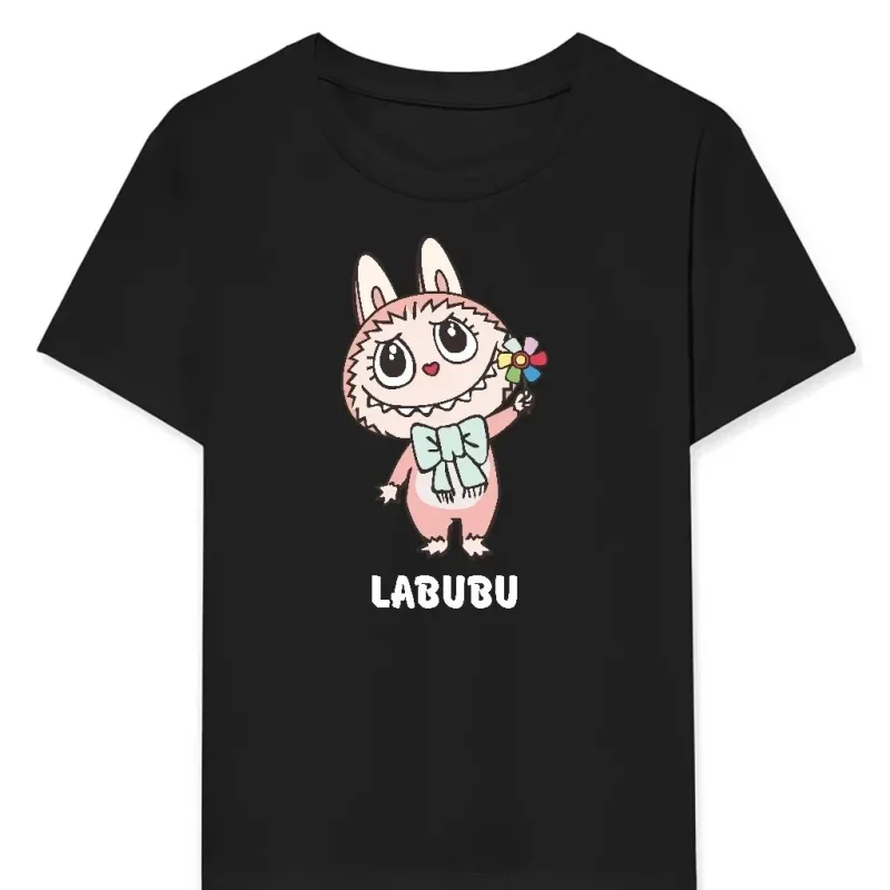 Djevojčica crna Labubu print oversize majica