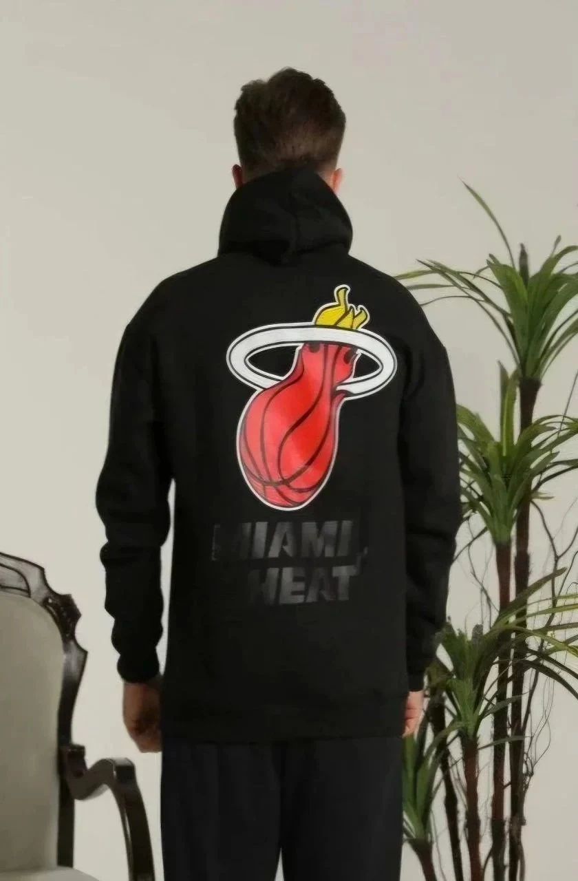Mêr Reş Oversize 3 Têl Pembû Hoodie Çapkirî