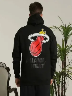 Mêr Reş Oversize 3 Têl Pembû Hoodie Çapkirî