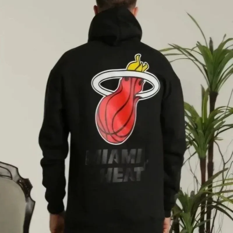 Muški crni oversize 3-nitni pamučni hoodie s printom