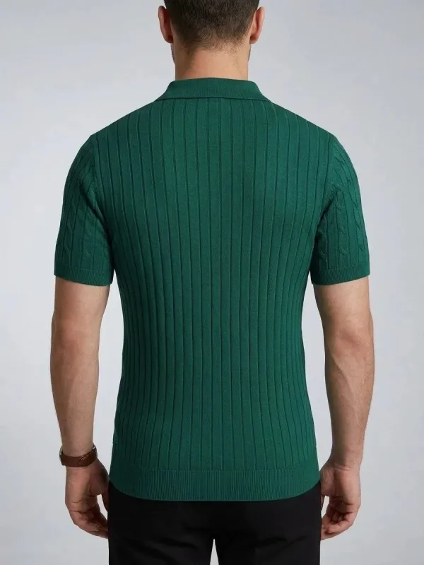 Muška kaki pletena triko kratka rukava rajsferšlus polo majica 5