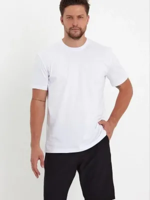 Pánske biele regular fit cyklistický výstrih krátky rukáv tričko