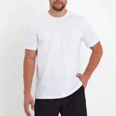 Pánske biele regular fit cyklistický výstrih krátky rukáv tričko 1
