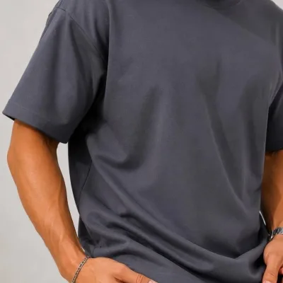 Muški dimljeni oversize set s džepovima mekani modal majica kratke hlače 2