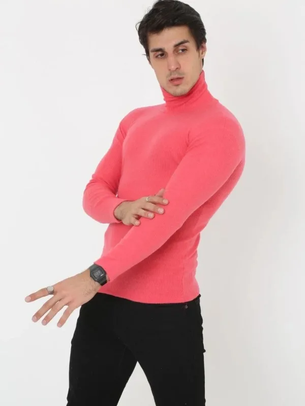 Męskie body slim fit różowe, z lycry, kaskorse, golf 2