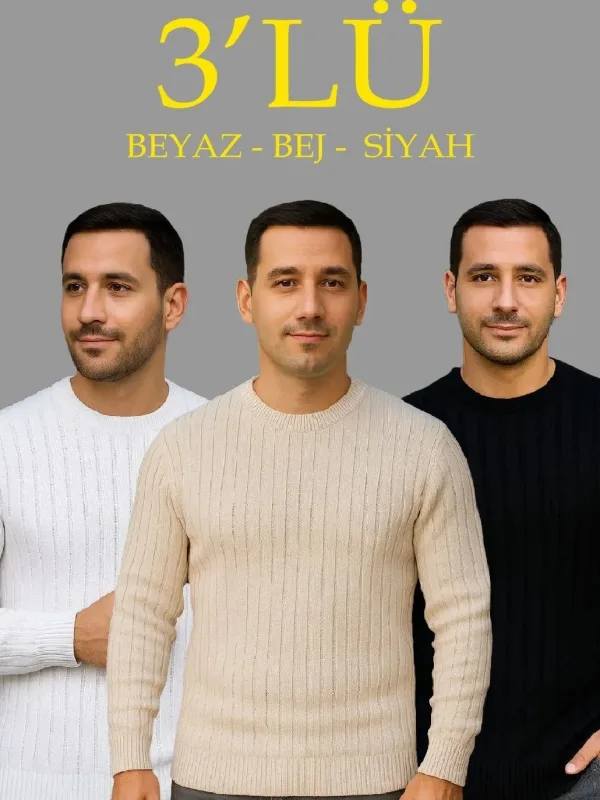 Mêr Bej Reş Spî Qalind Pembû Ribbal Triko Kazak Set 1