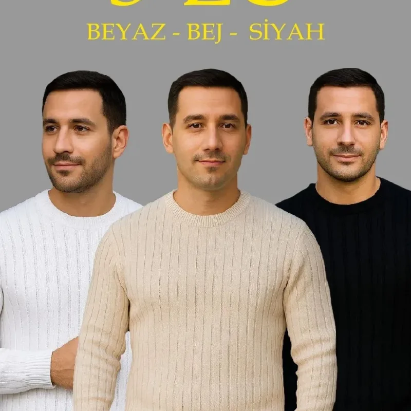 Muški bež crni beli debeli pamučni rebrasti triko džemper set