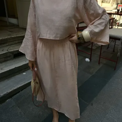 Bluza I Suknja Muslin set Bež 3