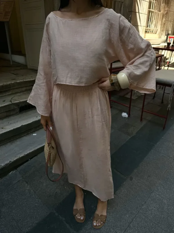 Bluza I Suknja Muslin set Bež 3