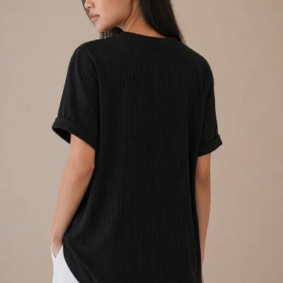 Nero Costina Oversize Taglio Largo Basic T-Shirt 6
