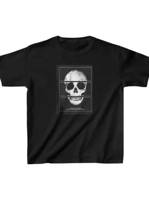 Children's Black Oversized Printed Scoop Neck T-Shirt