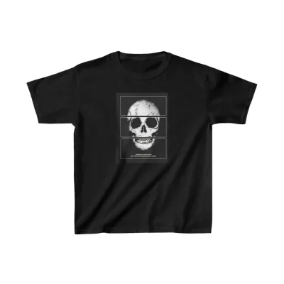 Children's Black Oversized Printed Scoop Neck T-Shirt 1
