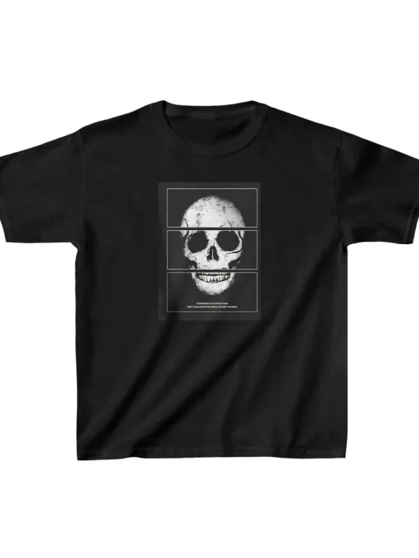 Children's Black Oversized Printed Scoop Neck T-Shirt 1