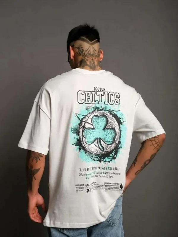 Muški beli oversize bicikli kragna print kratki rukav majica 3