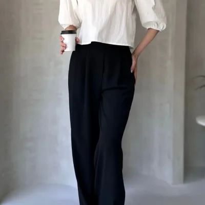 Melon Sleeve Back Bow Detail Poplin Blouse White 4