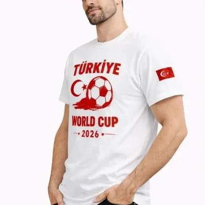 Muška bela fudbalska tematska majica sa printom World Cup 2026 1
