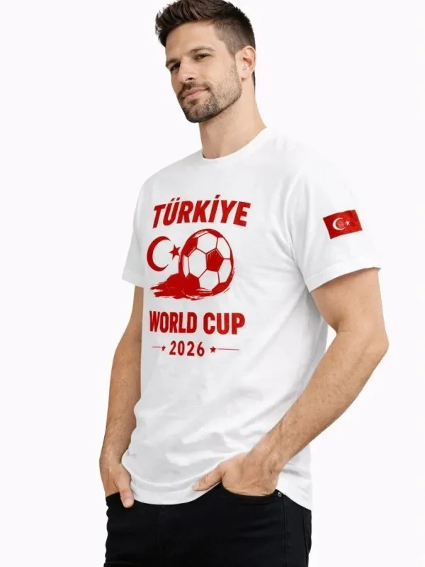 Muška bela fudbalska tematska majica sa printom World Cup 2026 1
