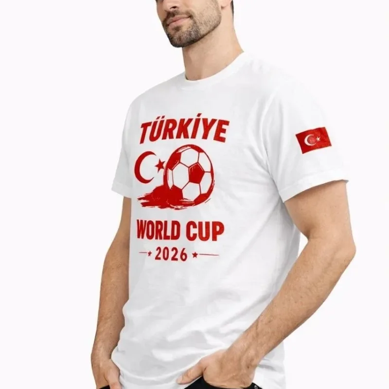 Muška bela fudbalska tematska majica sa printom World Cup 2026