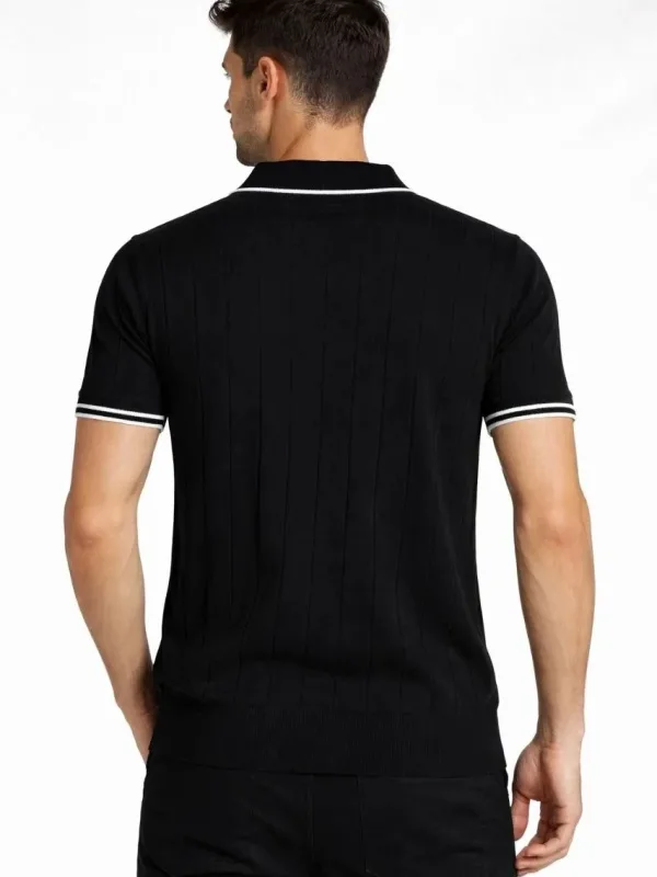 T-Shirtê Mêran ê Koma 3'yî Bi Zîp û Stûyê Polo Ji Trikoyê 5