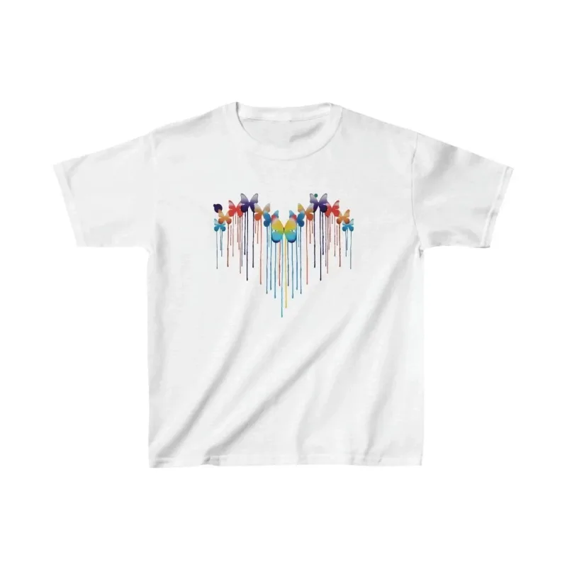 Children's White Printed Oversize Scoop Neck T-Shirt