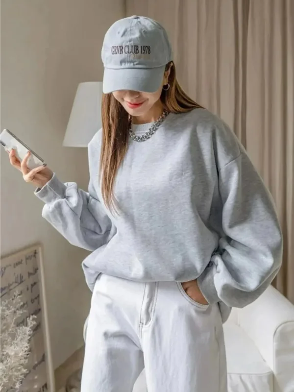 Sweatshirtê Jinan ê Gewr, Oversize, Nîv-Fermûar, Pembû 5