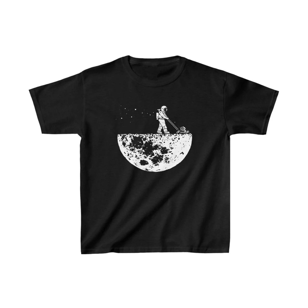 Παιδικό Μαύρο Oversize Τυπωμένο Στρογγυλό Λαιμό Τ-Shirt