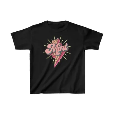 Детски црн oversize печатен велосипед јака маица 1