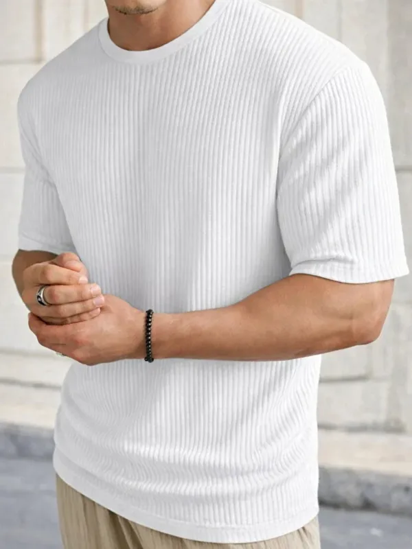 Crni beli 2-komplet oversize rebrasta pamuk muška majica 2