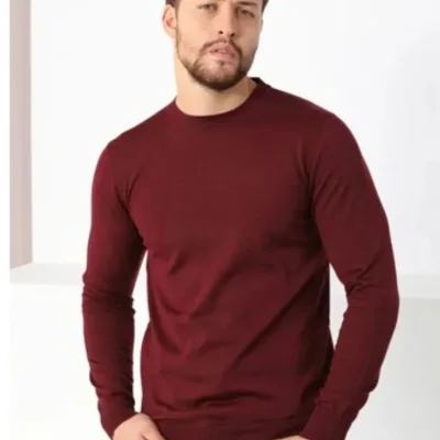 Muški bordo biciklistički izrez dugi rukav pleteni triko džemper 1